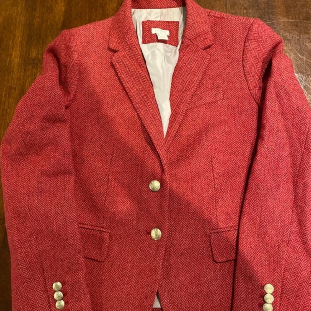 JCrew Red Herringbone Blazer size 4